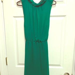Green high neck dress